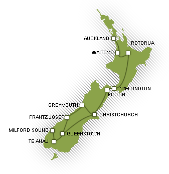Wycieczka Nowa Zelandia: 12 dniowa zielona wyprawa - trasa