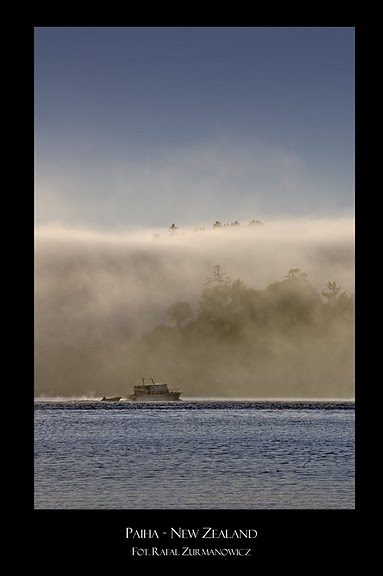 Paihia, widok z campingu o poranku